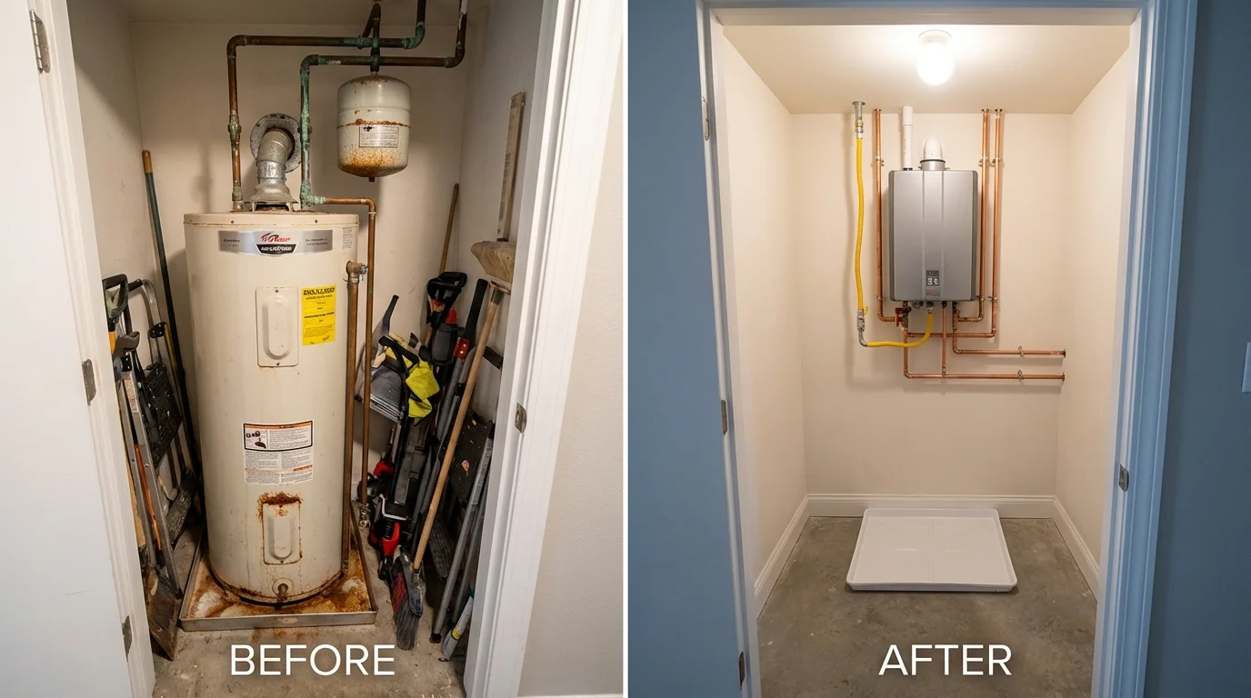 Tank water heater versus wall-mounted tankless unit comparison for Solon, OH homeowners